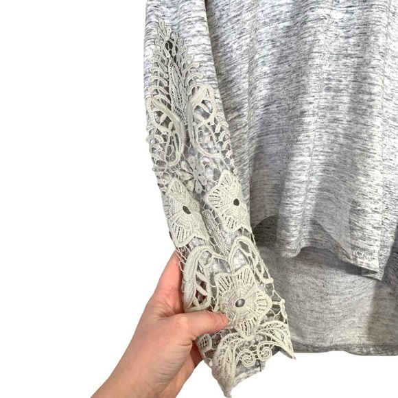 Chance or Fate Crochet Sleeve Gray Hooded Sweatshirt Shirt Size Medium - Picture 5 of 16